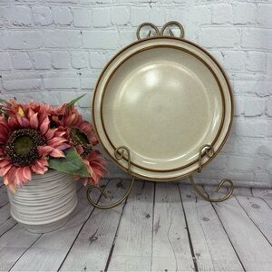 vintage yamaka suncraft brandy Cream and Brown 12" chop serving Plate stoneware